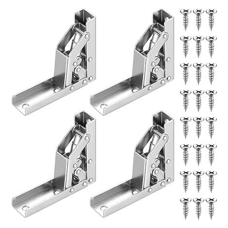 4 Pcs Charnières de Porte, Supports Charnières étagère Pliables à 90 Degrés/180 Degrés, Charnières pour étagères Table Console Pliable, Charnières de Porte de Placard Armoires pour Table Meubles (1/5)