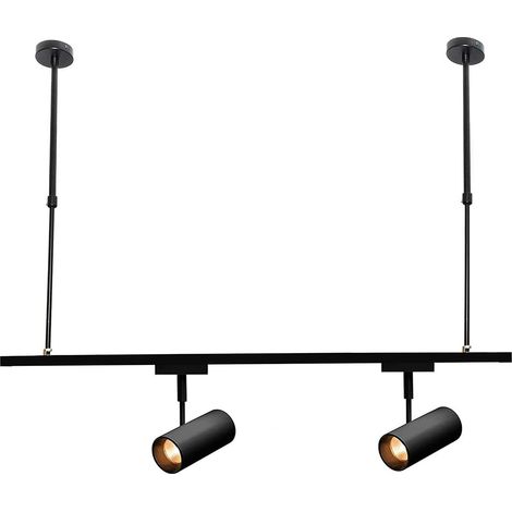 Coppia di staffe a soffitto telescopiche illuminazione su binario elettrico supporto lampade faretti a sospensione fino a 1 metro Nero (1/4)