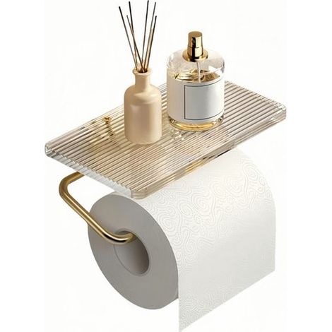 Porte-papier toilette, plaque acrylique, résistant à la rouille, en fer acrylique épais, gain de place, fixation murale pour salle de bain (1/5)
