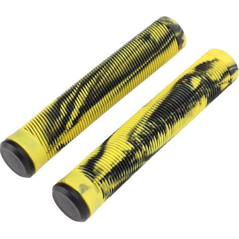 1 paire de poignées de guidon de vélo de 16 cm en caoutchouc TPE souple antidérapant pour vélos à pignon fixe, jaune et noir. (1/5)