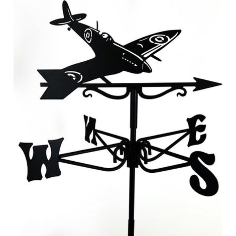 Mini Spitfire Weathervane - Steel - L38 x W38 x H52 cm - Black