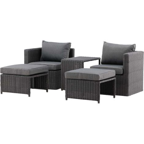 Quad Lounge-Set 5 Teile schwarz.
