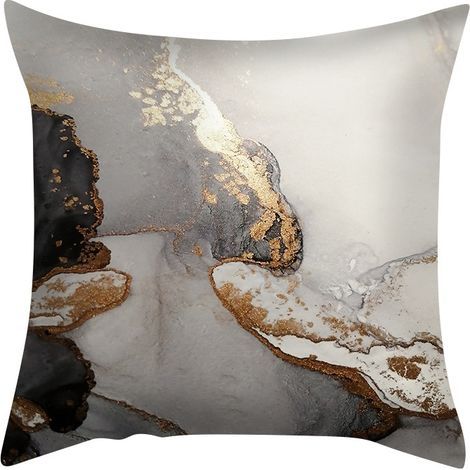 Housse de Coussin Gris 45 x 45 cm Or Noir Abstrait Art Moderne 4 Pièces (1/5)