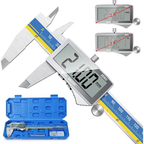 Messschieber Digitale Schieblehre Edelstahl 150 mm gelb und blau (1/5)