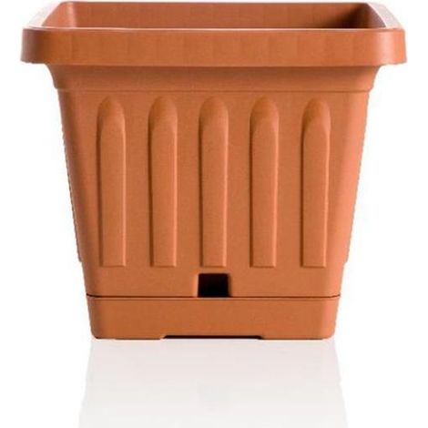 Vaso Fioriera Quadrato con Riserva Colore Terracotta 20 x 20 x 16,5 cm (1/2)