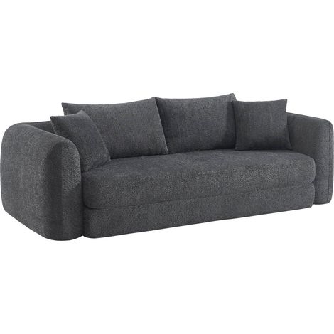 sweeek - 3-Sitzer-Schlafsofa mit strukturiertem Bouclé-Bezug, Strukturiertes  Bouclé, Dunkelgrau