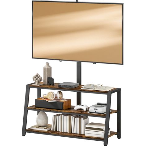 Meuble TV avec support pour téléviseurs de 32 à 70 pouces, étagères ouvertes, angle réglable à 35°, 108 x 41 x 135 cm, marron (1/5)