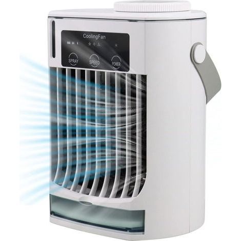 Ventilateur AC Portable, Mini Ventilateur De Climatiseur Personnel USB Avec 3 Vitesses, Refroidisseur D'air De Bureau Avec Écran Tactile,Pour Chambre, Tente, Chambre, Voiture, Camping-Car Et Camping (1/4)