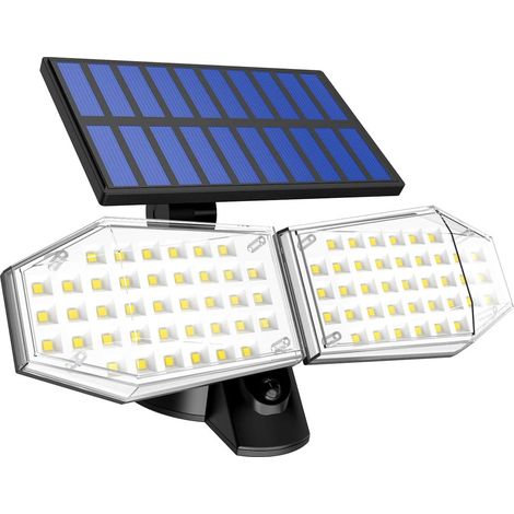 MINKUROW Foco Solar 78 Led Luz De Seguridad Alimentada Por Energía Solar Con Sensor De Movimiento De 360° Cabezal Doble Ajustable Ip65 Luces De Pared Impermeables Para Exteriores Para Patio, Jardín, P (1/5)