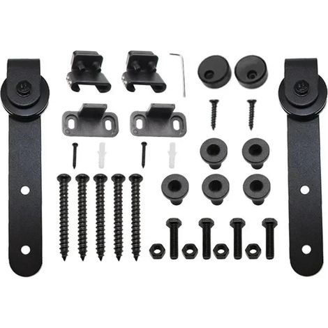 Kit de Rails de roulement for Mini-Porte de Grange coulissante silencieuse et Lisse, Ensemble de quincaillerie for Armoire Suspendue avec clé hexagonale et Accessoires (1/5)