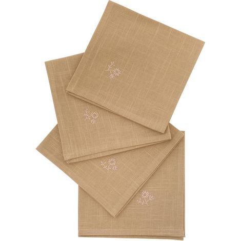4 serviettes de table Joy 40x40cm beige lin - Atmosphera créateur d'intérieur (1/5)