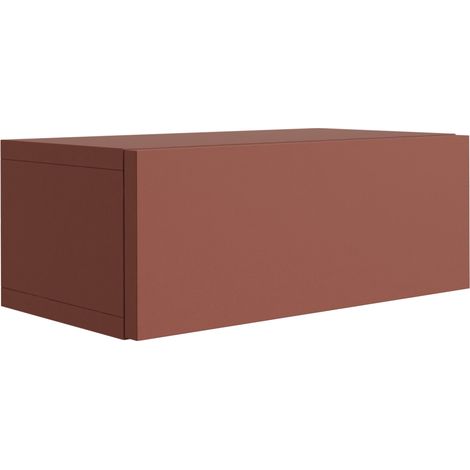 Table de chevet suspendue avec tiroir – façade lisse – Couleur : rouge brique, 40 x 20 x 16 cm (1/5)
