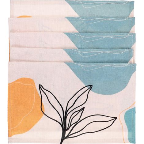Sets de table décoratifs, lot de 5, style nordique, parfaits pour un usage quotidien. Décoration de table multicolore et résistante à la chaleur. (1/4)