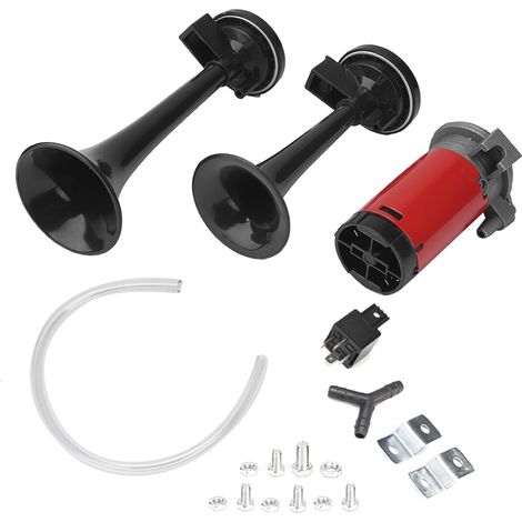 Trompette d'air double 12V pour voiture et moto, klaxon à corne 120dB son fort, adapté aux modèles 12V (1/5)