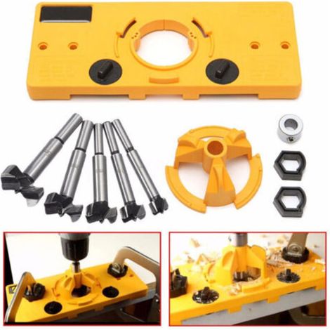 Foret à scie circulaire de 35 mm pour bois, foret à cloche pour charnières de porte, foret à paumelle, foret plat à lames pour menuiserie – lot de 5 pièces jaunes (1/5)