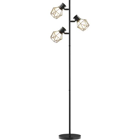 Lampadaire sur pied salon lampe sur pied 3 lumières adaptée aux ampoules E27 (non incluses) 41 x 28 x 169 cm noir