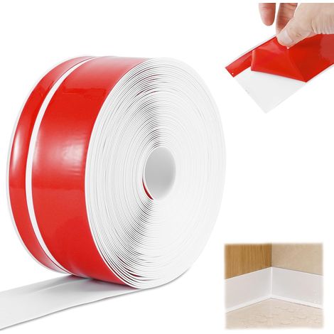 Plinthe flexible autocollante en PVC 15 m, 7 cm  Plinthes autocollantes blanches souples pour salle de bain, cuisine, murs irréguliers, finition murale étanche (1/5)