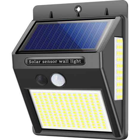 Lampe Solaire Extérieure 216 LED Détecteur de Mouvement Applique Murale de Sécurité Étanche Lumières de Sécurité 300° Super Lumineux pour Extérieur, Porte d'entrée, Garage, Cour, Clôture (1 Pack)