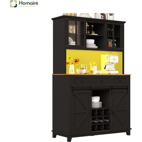 Sideboard 105 x 38.4 x 180 cm Schwarz MDF HOMAIRE (1/5)