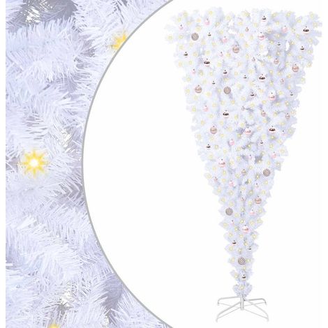 Sapin de Noël artificiel avec 300 lumières LED blanches, 240 cm de haut, en PVC et acier. (1/5)