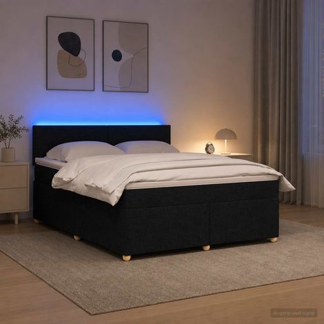 vidaXL Lit boxspring avec matelas Noir 180 x 200 cm Tissu (1/5)