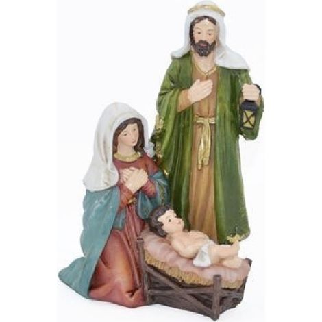 TRADE SHOP - Presepe Natività In Resina Scenario Sacra Famiglia Decorazioni Natalizie H24cm -