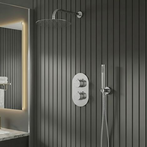 Signature Reflex Thermostatic Dual Concealed Mixer Shower with Shower Kit + Fixed Shower Head - Chrome (1/3)