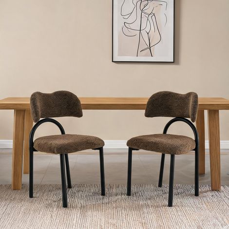 Chaises de salle à manger marron avec piètement métal lot de 2 (1/5)
