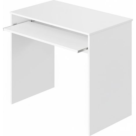 Scrivania Per Cameretta Postazione Desk PC Studio Ufficio Design Moderno Con Piano Scorrevole Piedini ABS Ideale Per Studio Compiti E Lavoro Quotidiano 90 x 54 x 79 Cm Bianco Opaco