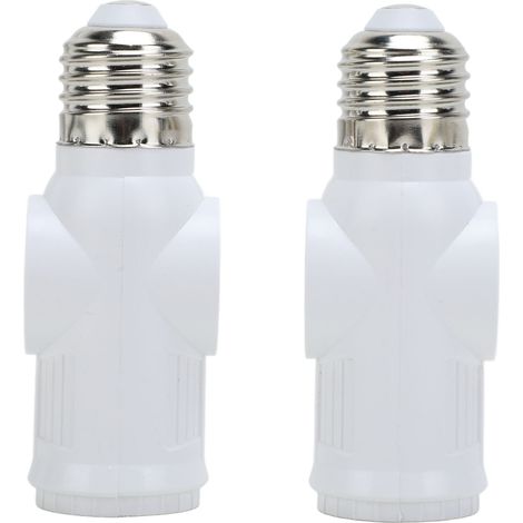 Lot de 2 adaptateurs de douille à 3 broches E26 blancs, convertisseur de tension 0 à 125 V CA (1/5)
