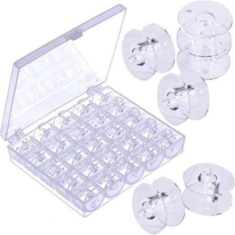 (25 pièces Transparente) Canette Machine a Coudre,Bobines pour Machine à Coudre Canettes de ​​Universelle Bobine de Machine à Coudre en Plastique avec Boîte de Rangement