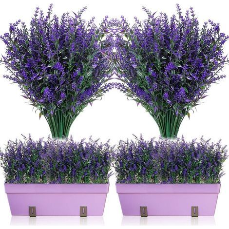 12 Packs Artificial Lavender Bushes Artificial Greenery Lavender Flowers UV Resistant Plants for Floral Arrangement, Centerpiece, Home Garden (Purple,35cm) (1/5)