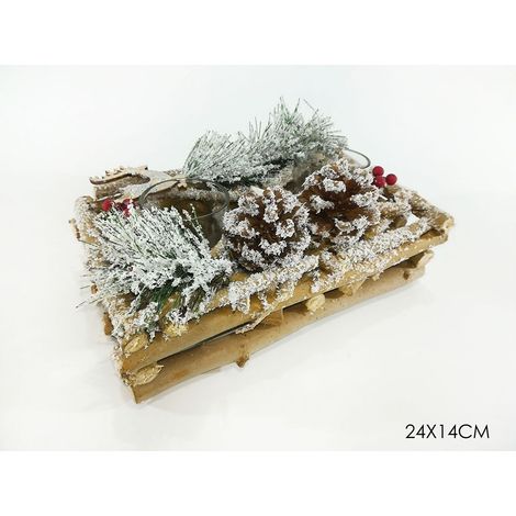 Portacandela centrotavola CM 24 per decorazioni addobbi di natale pigne e bacche (1/5)
