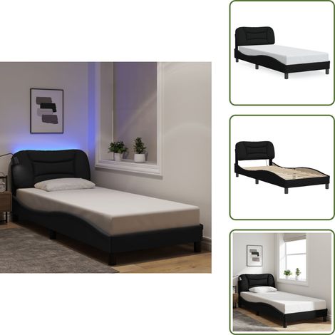 Cuscino testiera - vidaXL Giroletto con LED senza Materasso Hvar Nero 80x200 cm Tessuto - Luci a LED
