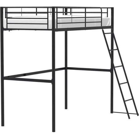 Eliot Hochbett aus Schwarz Metall 90 x 190 cm mit Lattenrost - KEINE (1/3)