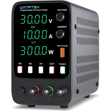 Alimentation de Laboratoire 30V 10A avec Mémoire de 3 groupes, Alimentation Reglable avec Protection OCP/Sortie/Chargement Rapide par USB/Luminosité/Son Réglable (1/5)