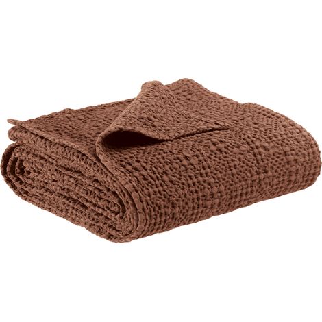 VIVARAISE - Plaid Vivaraise en coton 100% - Tana marron (140 x 200 cm) (1/2)