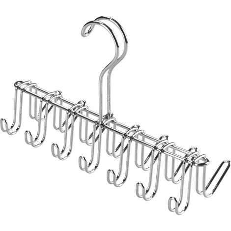 porte cravate à 14 crochets, petit porte ceinture en métal chromé, cintre rangement pour ceintures et cravates, argenté (1/5)