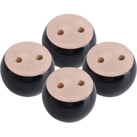 Lot de 4 Pieds de Meubles en Bois Rond hauteu 5cm, pour canapé, Lit, Fauteuil, Armoire, avec vis et Ruban (Noir)