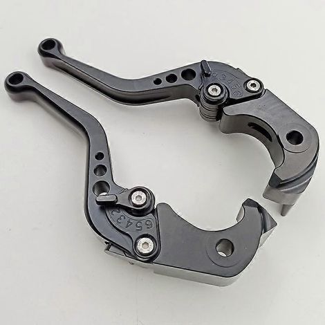 Poignée de frein, d'embrayage hydraulique et de klaxon pour guidon de moto Kawasaki ZX1400 ZX14R ZZR1400 (la poignée courte est entièrement noire). (1/5)