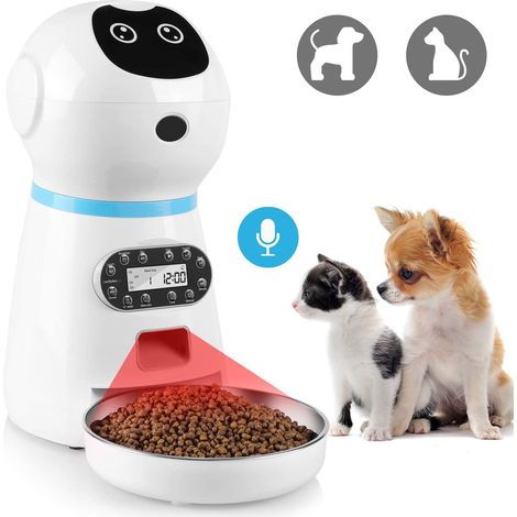 Distributeur Croquettes Chat Automatique, 3,5 L Distributeur de Nourriture avec Enregistrement Vocal, LCD Écran, 4 Repas pour Chats et Chiens, Batterie ou Secteur d'alimentation (1/5)