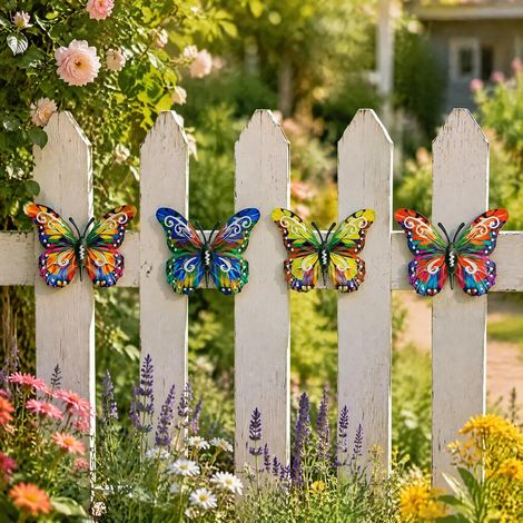 4 Pcs Décoration Murale Papillon Modèle Déco Extérieur et Jardin Intérieur Papillon Decoration Salon Suspension Deco Murale Metal Exterieur pour Salon Chambre Terrasse Clôtures (1/5)