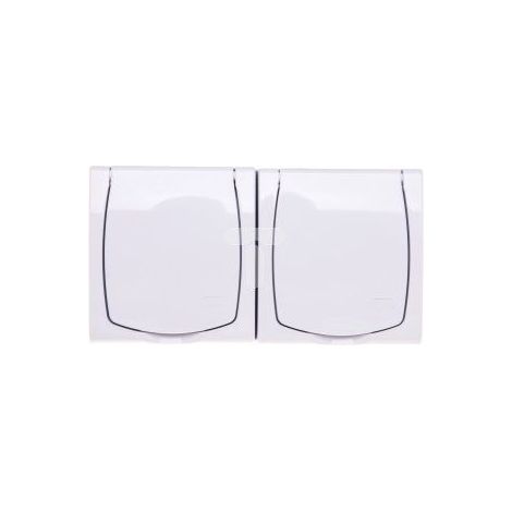 Prise double hermétique Madera avec ou sans IP44, obturateurs, couvercle transparent, blanc GNH-2NZP/00/d (1/2)