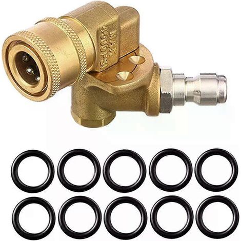 Raccord pivotant à connexion rapide pour nettoyeur haute pression 1/4 QC, pivot à 180° + 10 joints toriques pour embouts de nettoyeur haute pression - JXLGV (1/5)