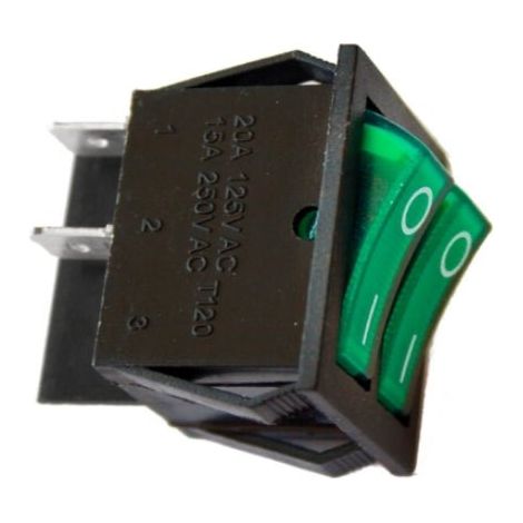 Interrupteur Double 15A 250V Vert - SILAMP (1/2)
