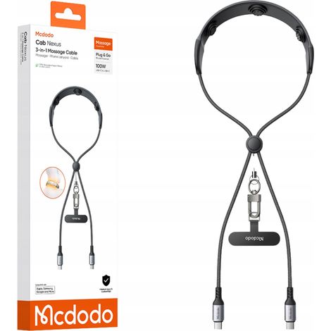 MCDODO 3 IN 1 CAVO USB-C FASCETTA DA COLLO MASSAGGIATORE PER IL COLLO DA 100 W (1/5)