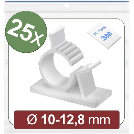 Quadrios 24CA446 Embase de fixation autocollant 24CA446 Plage de Ø du faisceau 10 à 12.8 mm blanc 25