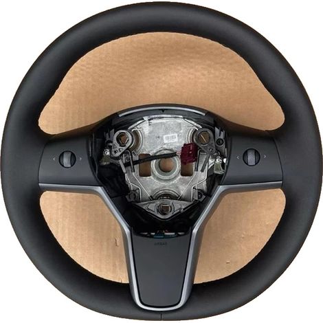 Volante de cuero sintético, compatible con Tesla Model 3 y Tesla Model Y. Color: Negro. Número de pieza OEM: 1490214-00-B (1/5)