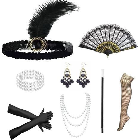 Disfraz de los años 20 para mujer, accesorios para el cabello estilo Gatsby, accesorios de los años 20, para carnaval, Halloween, fiesta de carnaval.