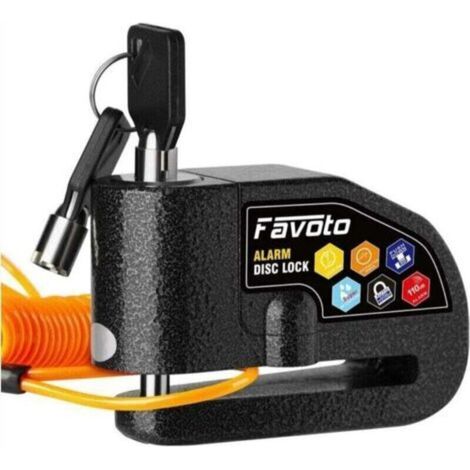 Antivol pour moto et vélo à disque avec alarme 110 dB – Cadenas noir, épaisseur 7 mm, 2 clés + câble de rappel + piles incluses (1/4)